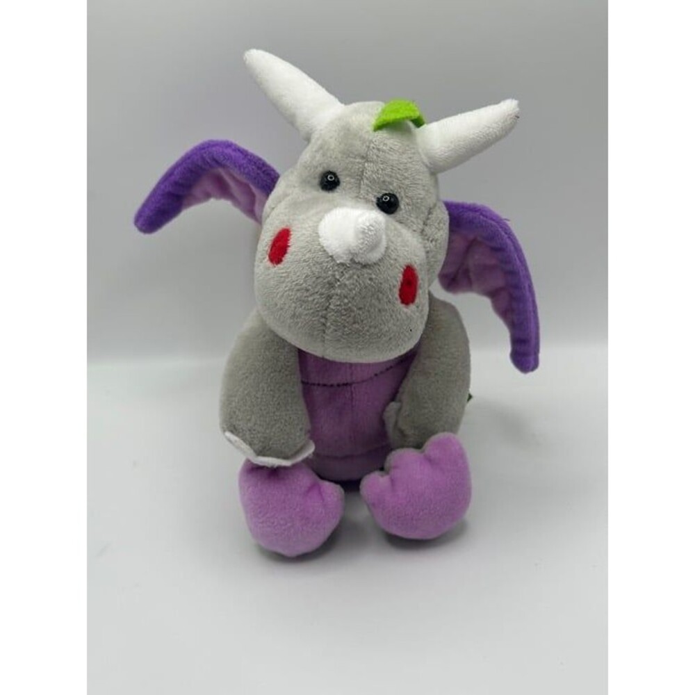 Dinosaur World Plush Dragon – Gray and Purple Soft Toy with Green Spikes